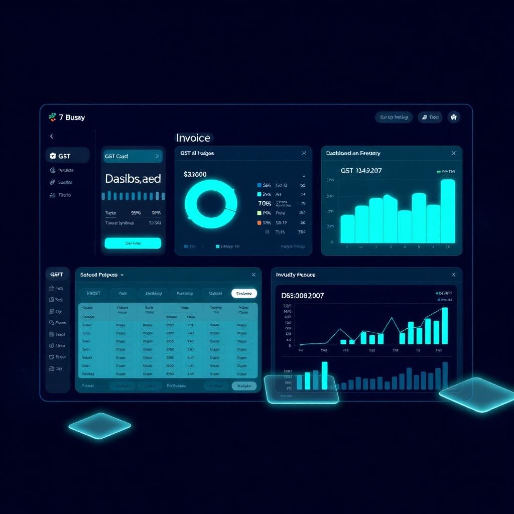 Busy Accounting Software dashboard with GST billing and inventory reports