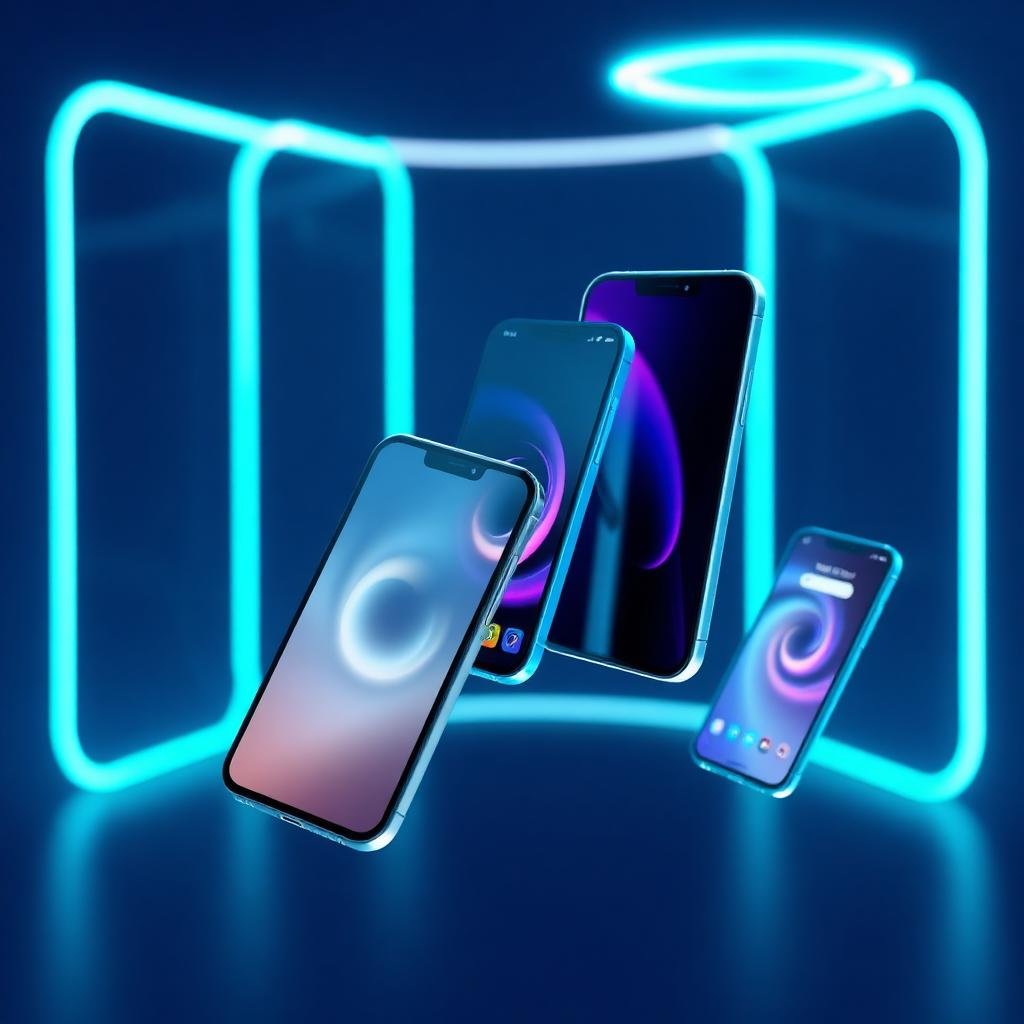 Mobile app development in Pune — floating iOS and Android app screens
