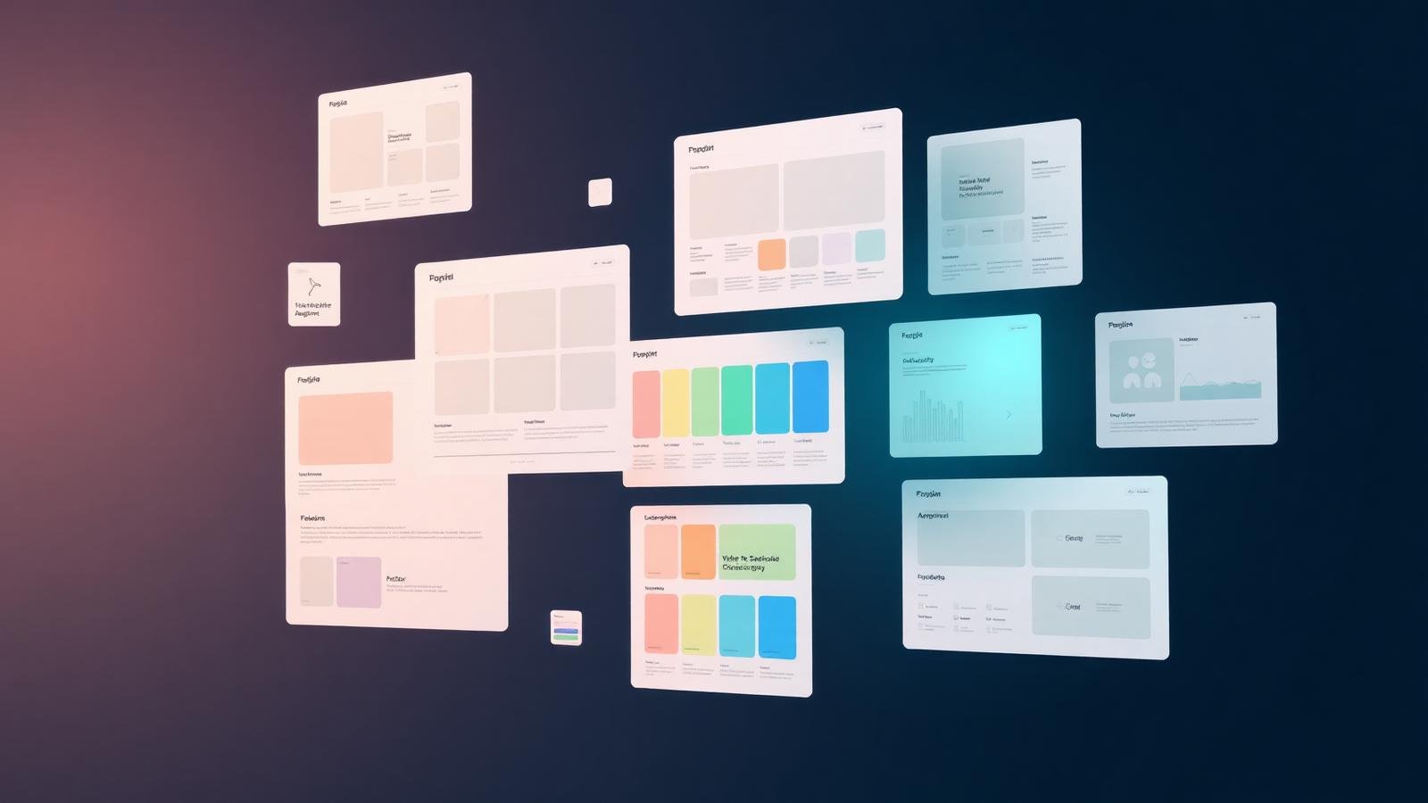 Website design Pune — Figma UI panels with mint and cyan palette