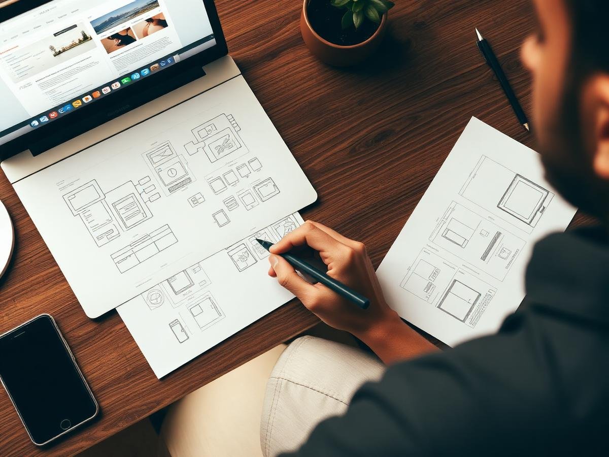 UI designer wireframing a website at Mark Software's Pune studio